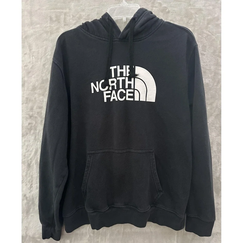 North Face Hoodie Mens Large‎ Black Pullover Fleece Sweatshirt Logo Outdoor